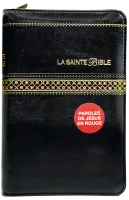 Bible Segond 1910, noire, couverture souple, avec fermeture éclair, onglets, tranche or et...