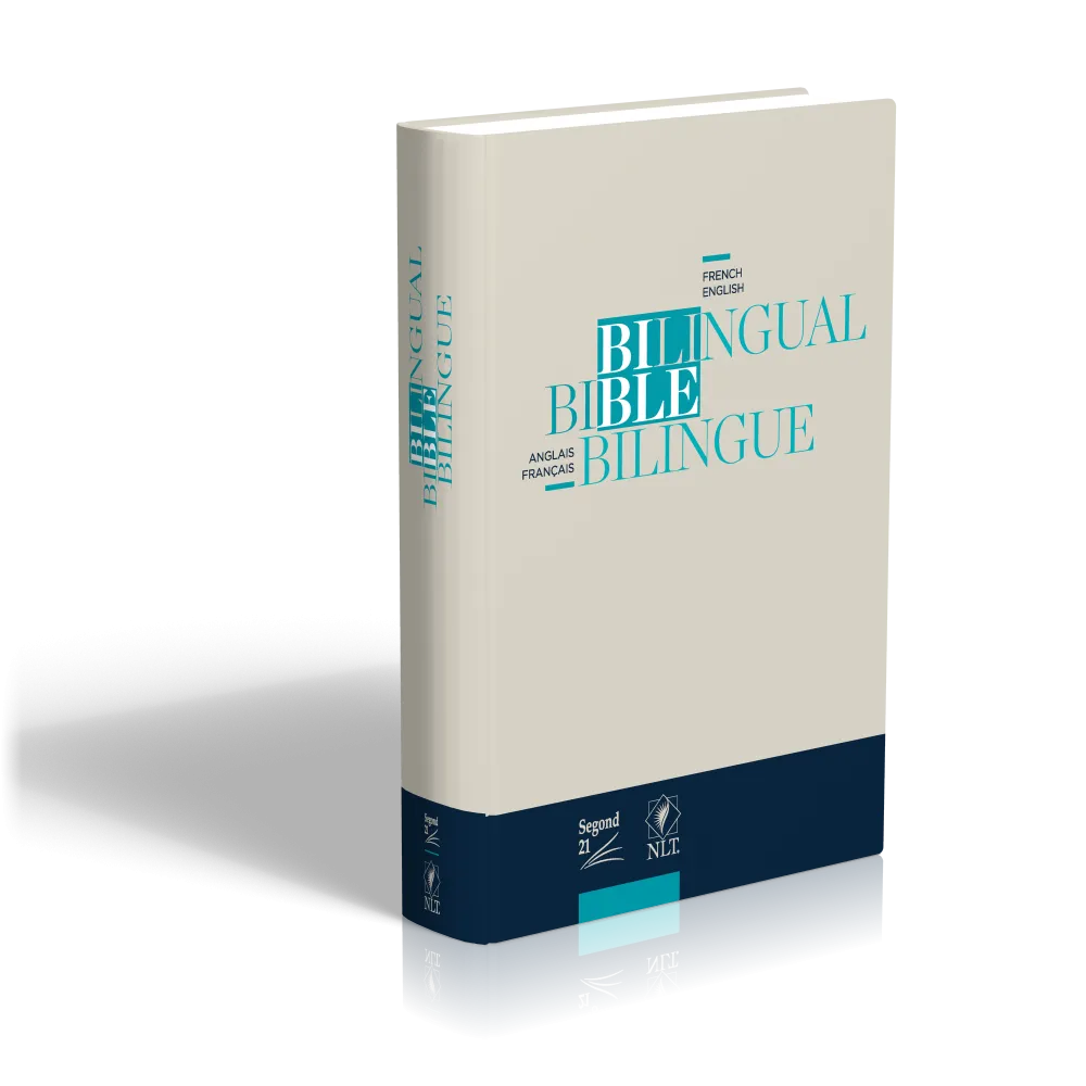 Bilingue français/anglais, Bible, Segond 21/NLT - beige et bleue - couverture rigide