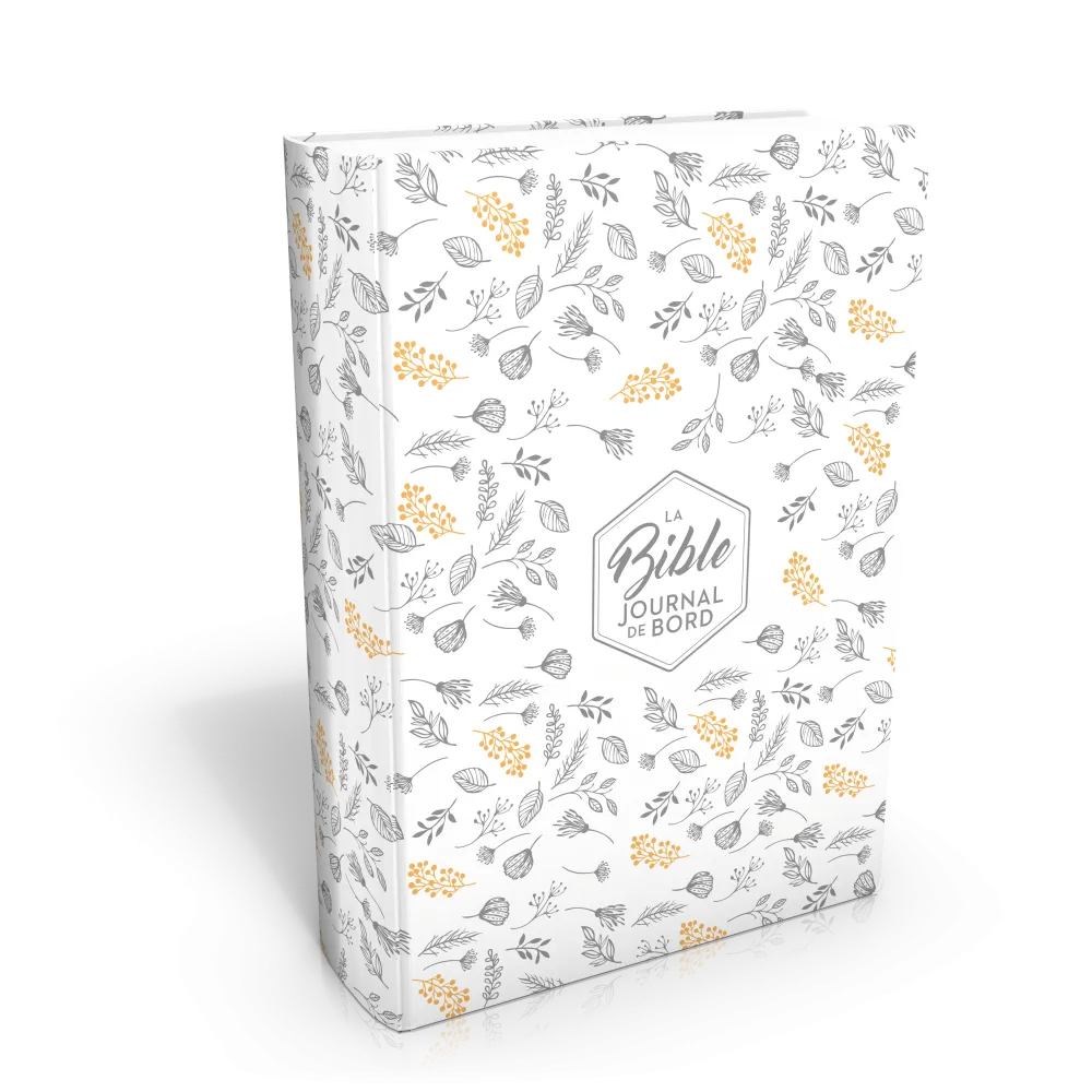 Bible Segond 21 Journal de bord - couverture souple, toilée blanc avec motifs dorés