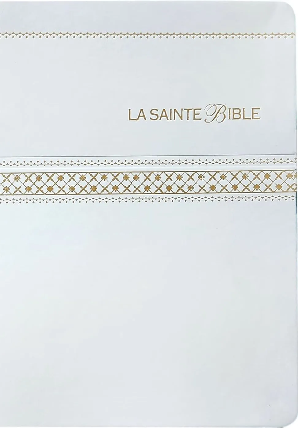 Bible Segond 1910, gros caractères, similicuir blanc, tranche or - 2 rubans marque-pages, paroles...