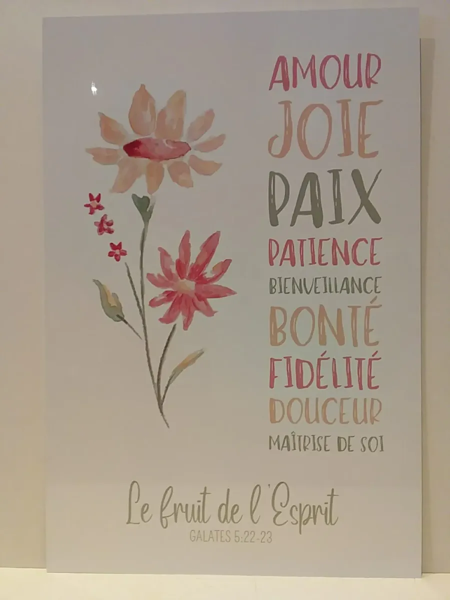 Tableau aluminium "Fruit de l'esprit - Gal 5:22-23" Grand modèle - motif couleurs