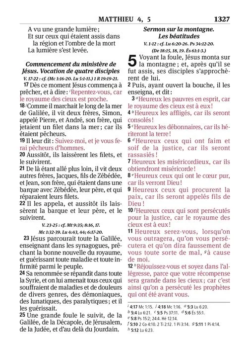 Bible Segond 1910, gros caractères, similicuir bordeaux, onglets, tranche or - 2 rubans...