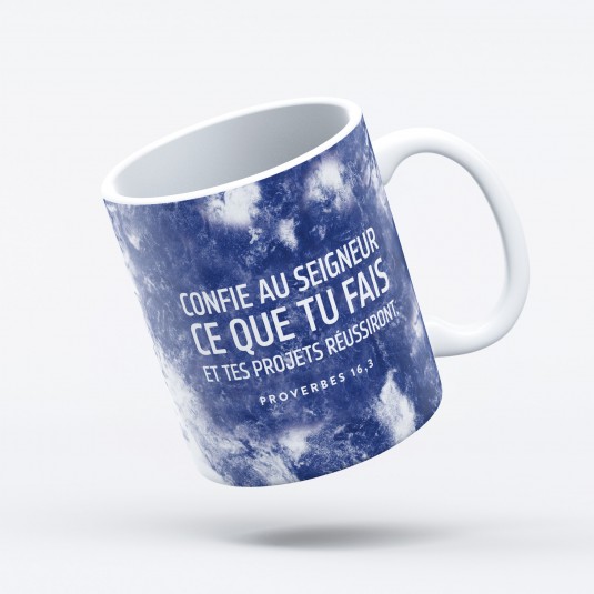 Mug marbré "Confie au Seigneur..." Proverbes 16.3