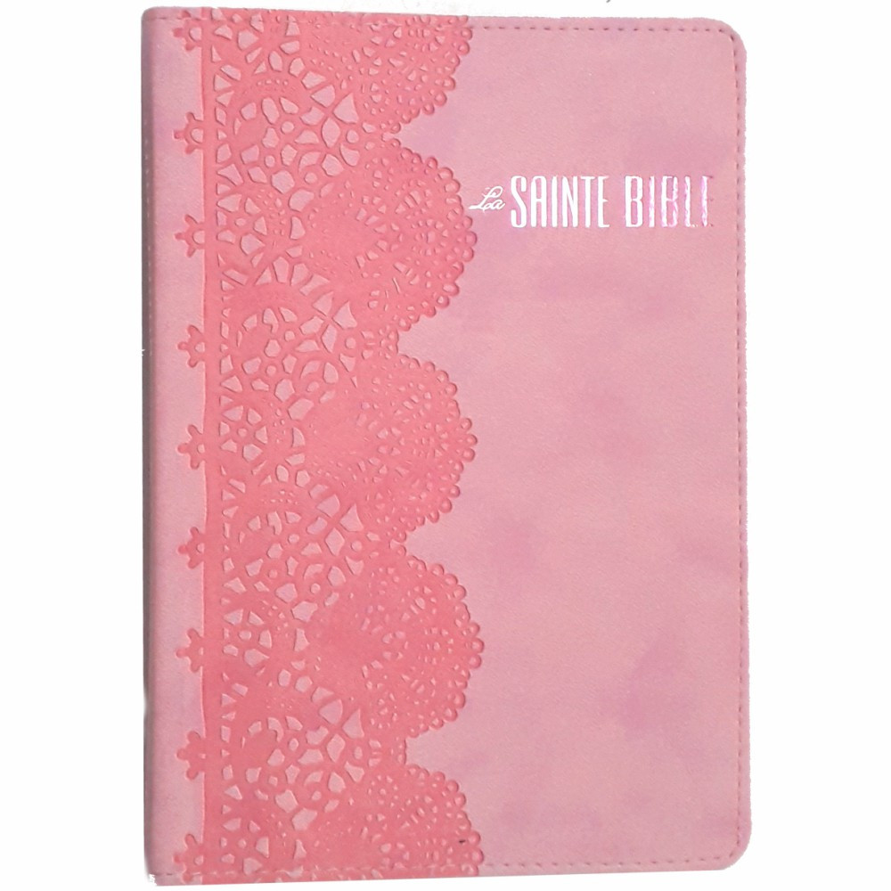 Bible Segond 1880, compacte, rose dentelle [nouveau motif] - couverture souple, vivella