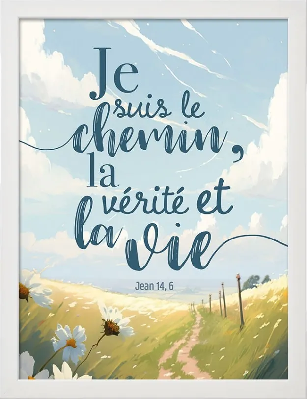 Cadre floral  «Je suis le chemin, la vérité et la vie» - Format A3