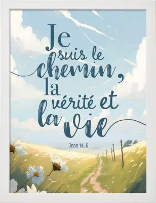 Cadre floral  «Je suis le chemin, la vérité et la vie» - Format A3