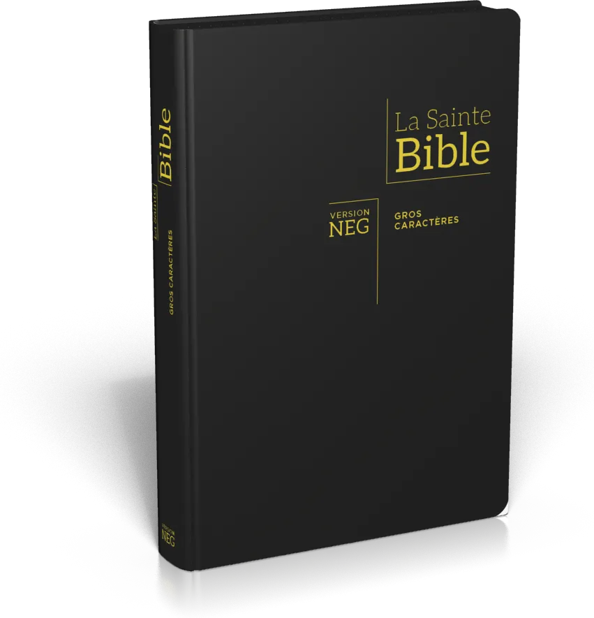 Bible Segond NEG, gros caractères, noire - Couverture souple, fibrocuir, tranche or, avec onglets...