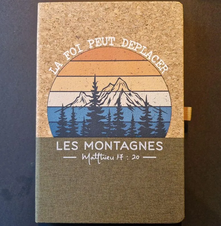 Carnet de notes Matthieu 17:20 - A5 liège et toile