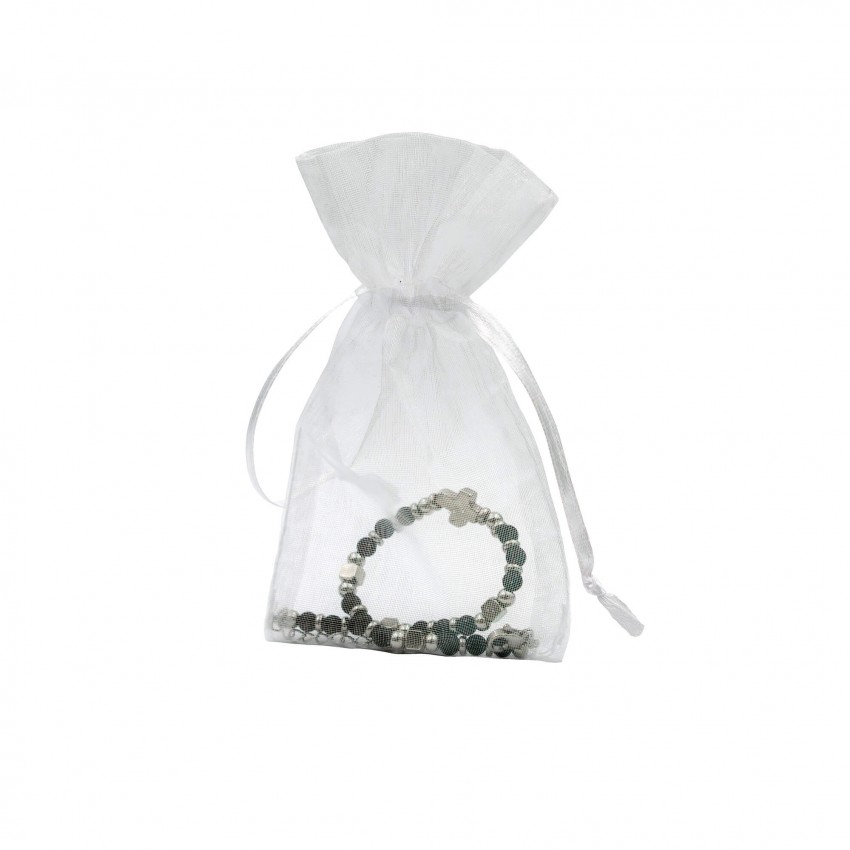 Bracelet de perles "Croix" noir