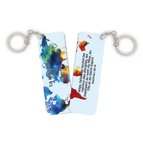 Porte-clés alu « La Mission  » - « Allez faites de toutes les nations des disciples...  »...