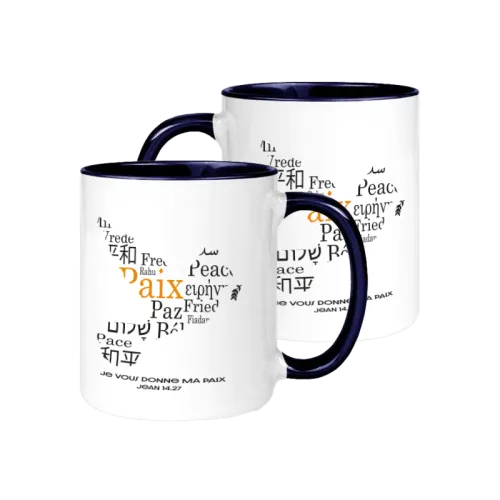 Mug bicolore blanc/noir « Je vous donne ma paix. » Jean14.27