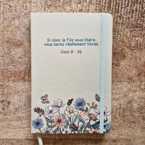 Carnet A5 liège et toile vert foncé -Psaumes 18 : 2