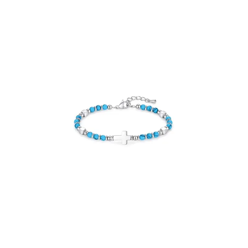 Bracelet de perles "Croix" turquoise