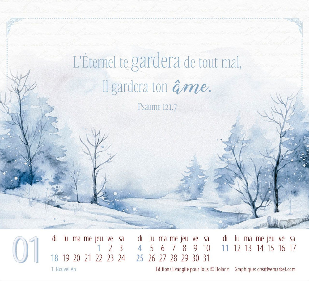 Splendeur - Mini calendrier de table