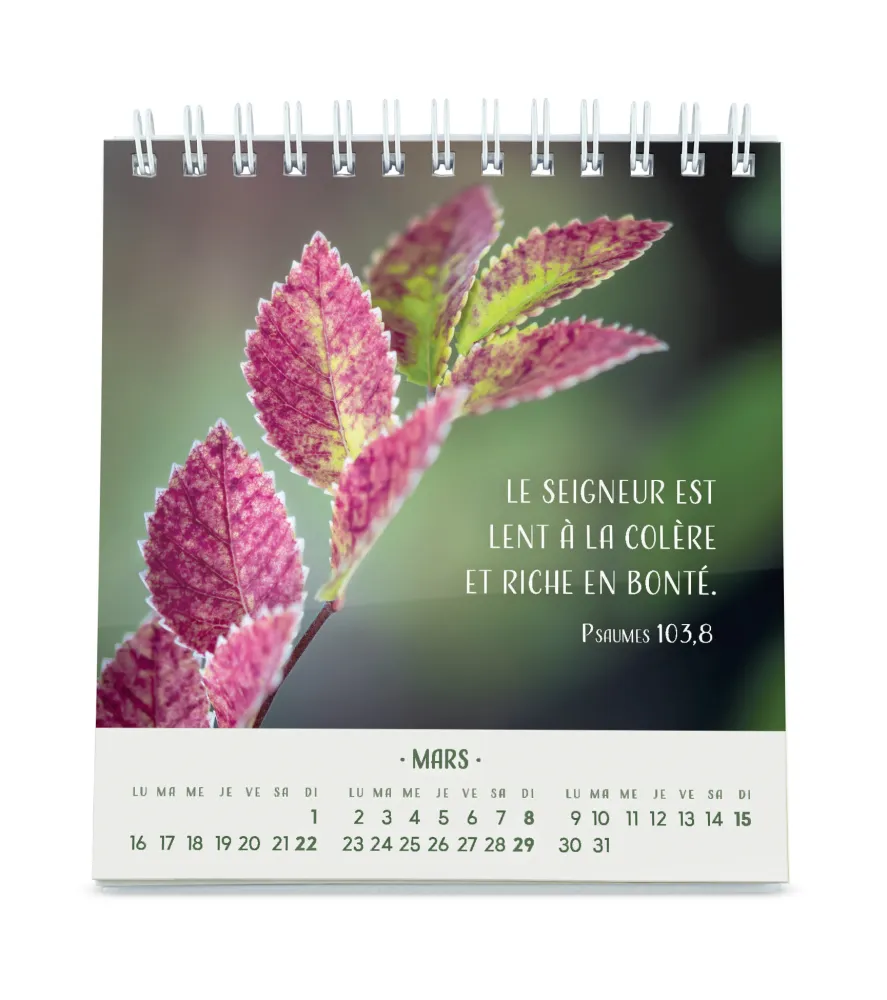 Pensées fleuries - calendrier de table