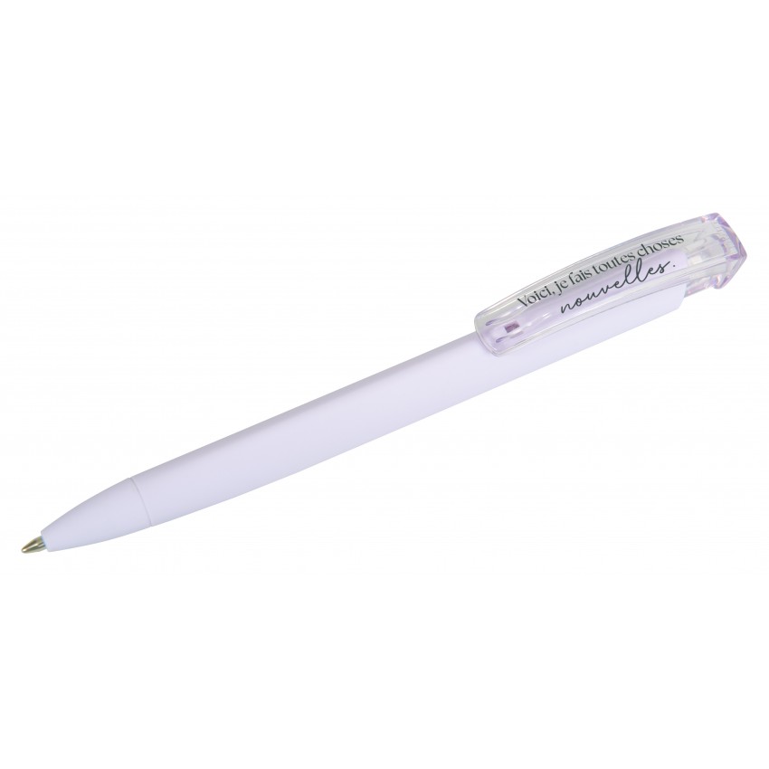 Stylo à bille lilas "Voici je fais toutes choses nouvelles"