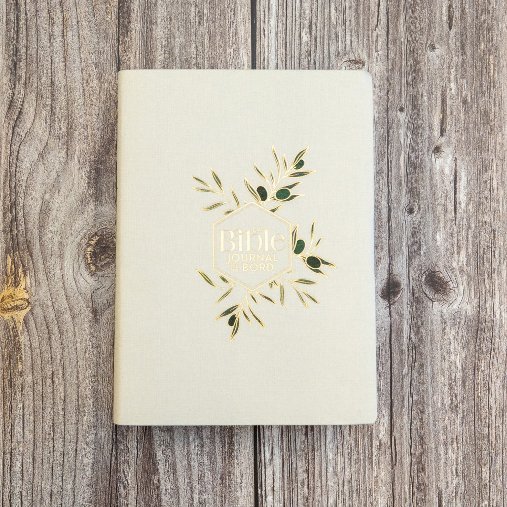 Bible Segond 21 Journal de bord -  couverture souple, toile blanche avec motifs dorés