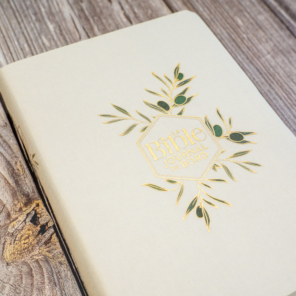 Bible Segond 21 Journal de bord -  couverture souple, toile blanche avec motifs dorés