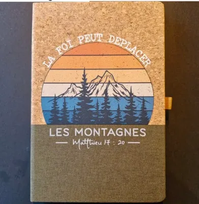  Carnet A5 liège et toile vert foncé -Matthieu 17 : 2