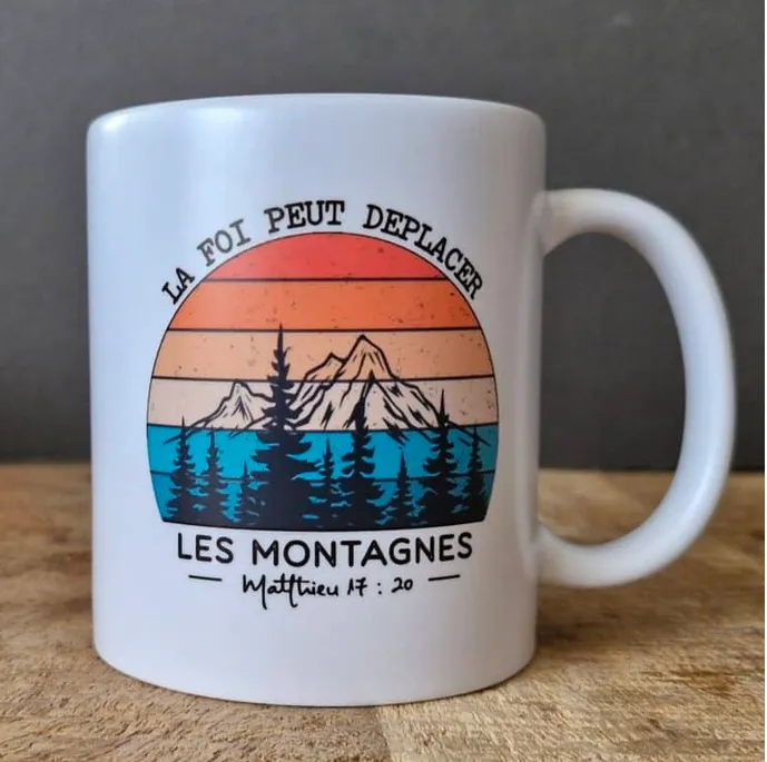 Tasse en céramique mate,  LA FOI - Matthieu 17 : 2 - Finition mate