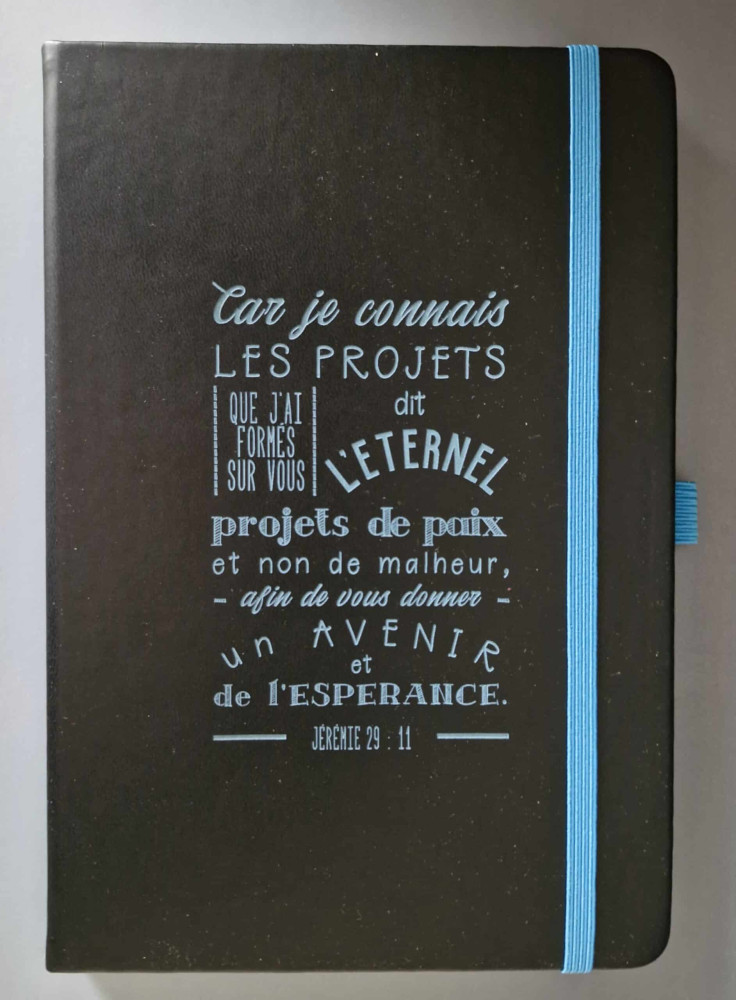 Carnet de notes Jérémie 29:11 - A5 noir et turquoise