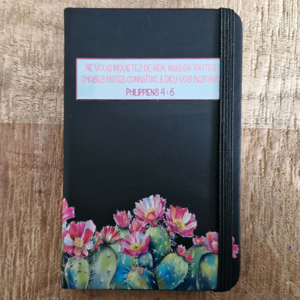 Carnet de notes, Philippiens 4:6 - format poche A6, noir