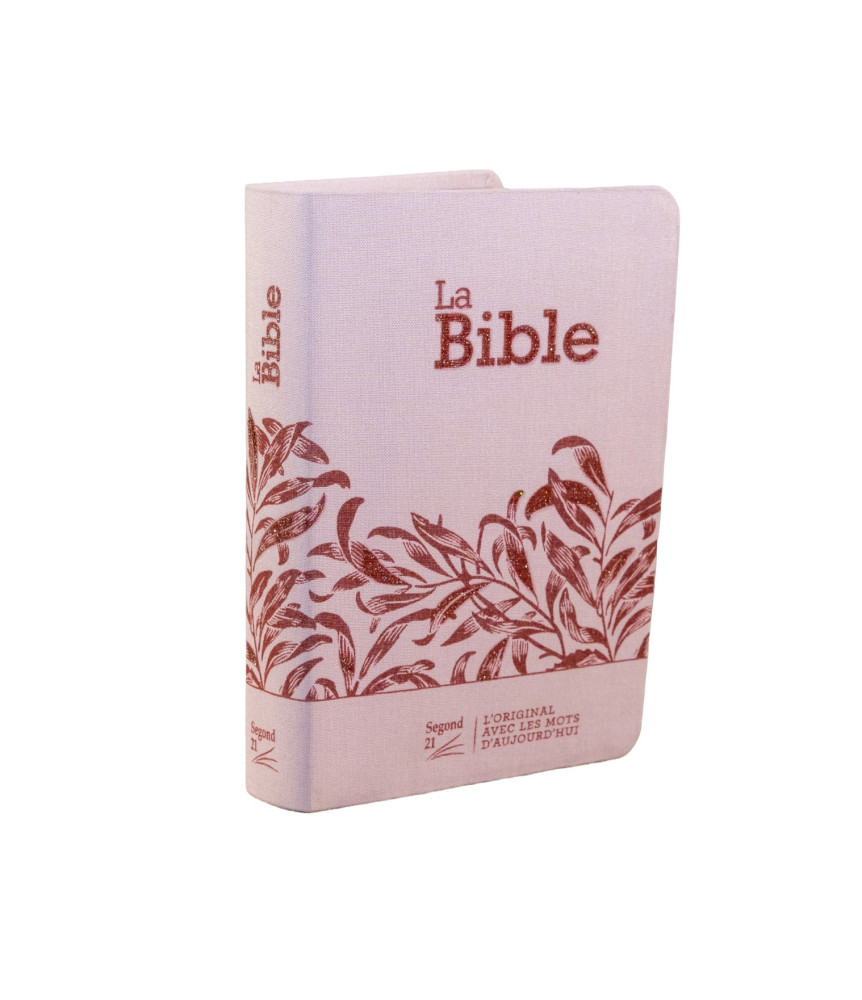 Bible Segond 21 compacte (Premium Style) - couverture souple, toile rose avec paillettes et onglets