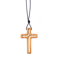 Collier Croix - Bois d'Olivier