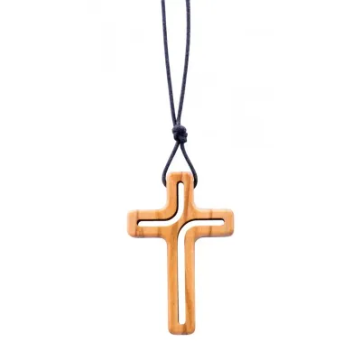 Collier Croix - Bois d'Olivier