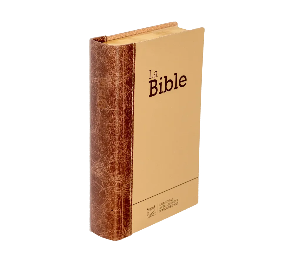 Bible Segond 21 compacte (Premium Style) - couverture semi-rigide duo cuir praliné-chocolat, avec...