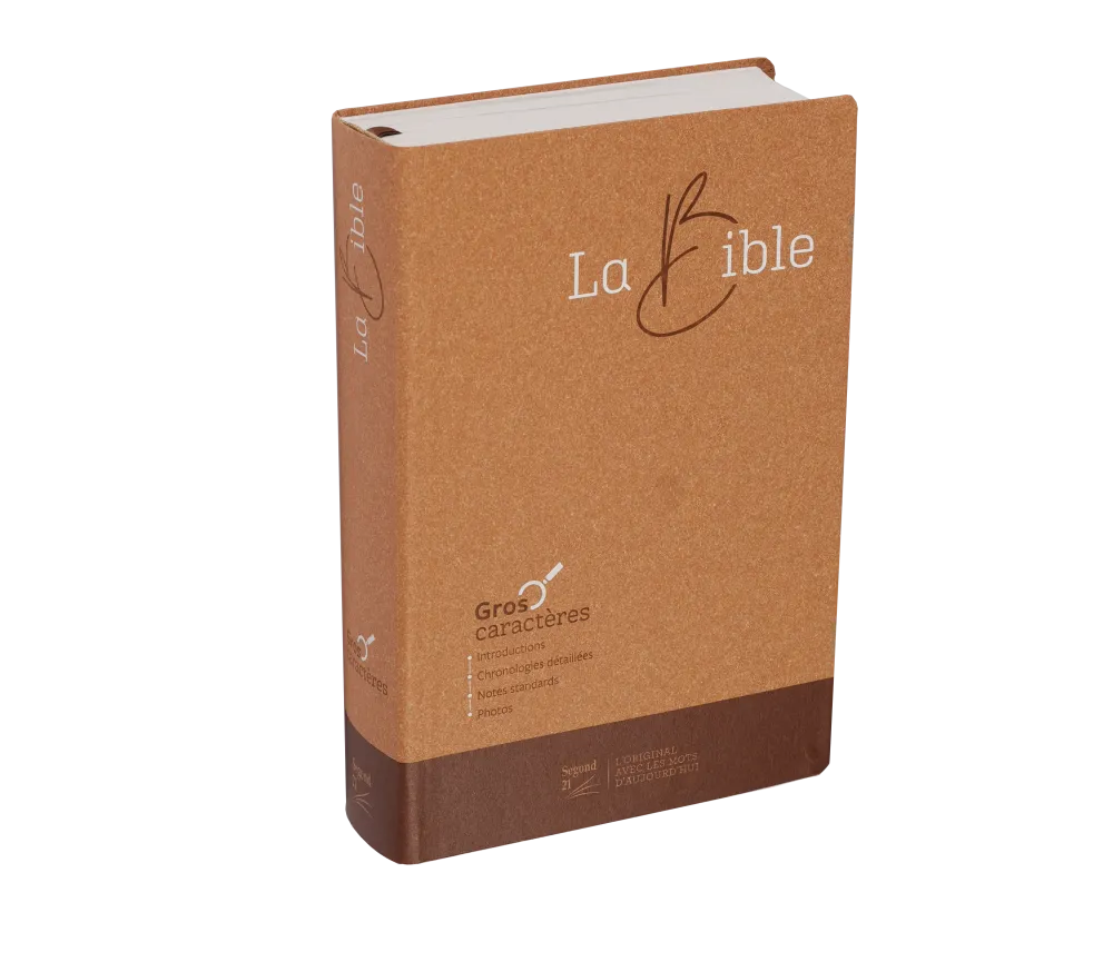Bible Segond 21, gros caractères - couverture semi-rigide, papier brun chiné en fibres naturelles