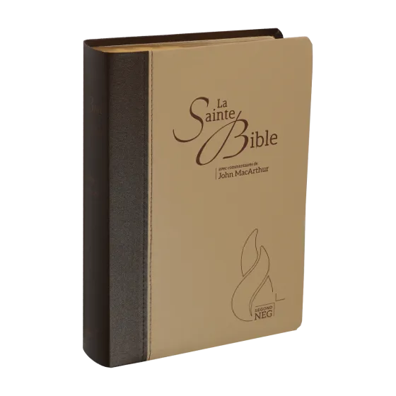 Bible d'étude Segond NEG MacArthur - couverture souple brun/beige, tranche or, onglets