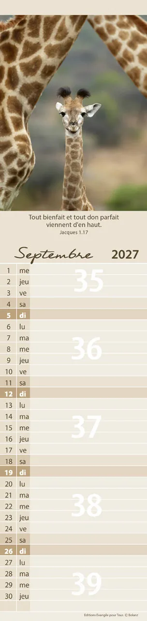 Pour vous (Animaux) - Calendrier cartes postales, vertical