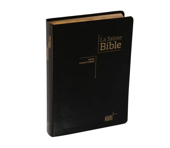 Bible Segond NEG, gros caractères, noire - Couverture souple, fibrocuir, tranche or, avec onglets