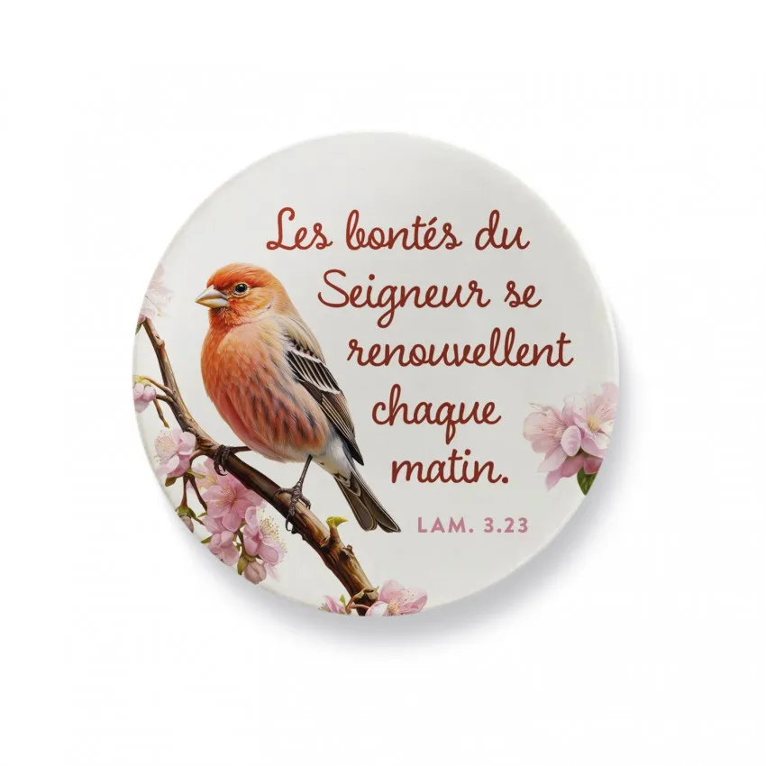 Magnet oiseau "Les bontés du Seigneur" - Lamentations 3.23