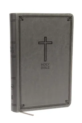 Anglais, Bible, NKJV, deluxe Gift Bible - gros caractères, vivella, gris/taupe avec croix,...
