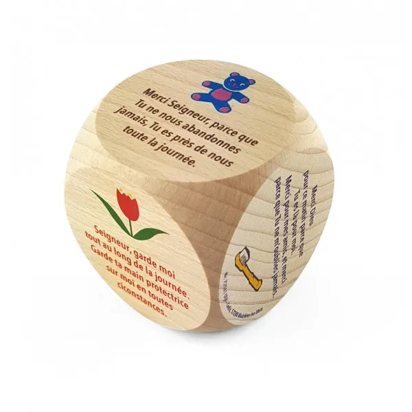 Mini dé 6 prieres pour enfants - 5cm (soleil)