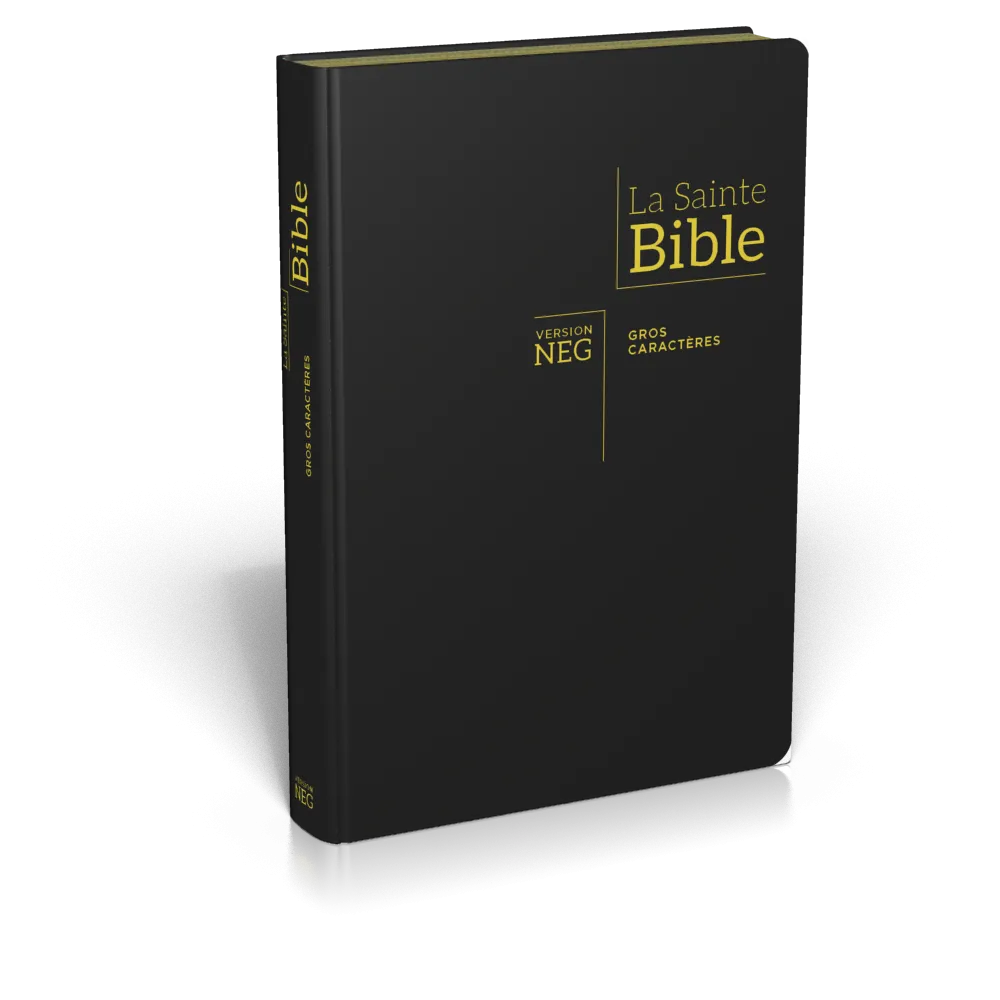 Bible Segond NEG, gros caractères, noire - Couverture souple, fibrocuir, tranche or, avec onglets