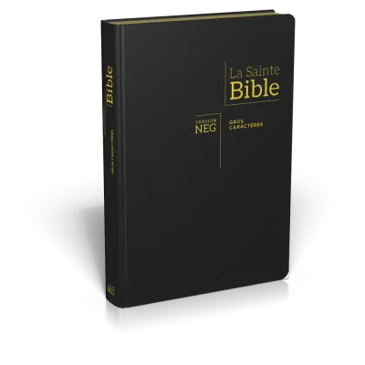 Bible Segond NEG, gros caractères, noire - Couverture souple, fibrocuir, tranche or, avec onglets