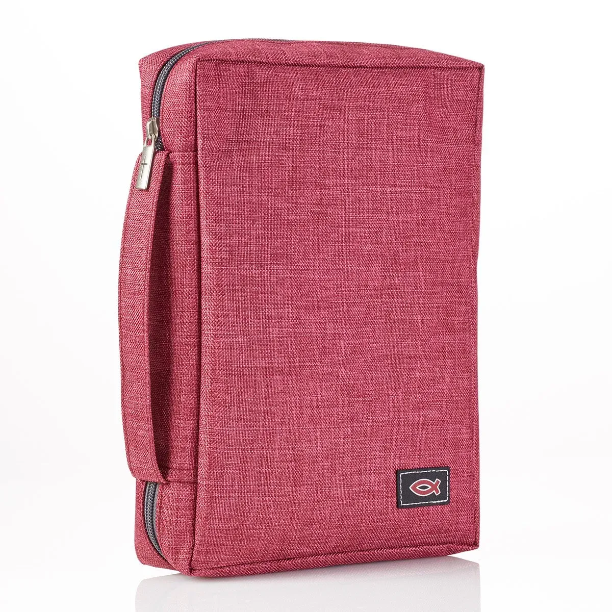 Pochette Bible, Taille L, Ichthus, Toile Vieux-rose, avec poche extérieure