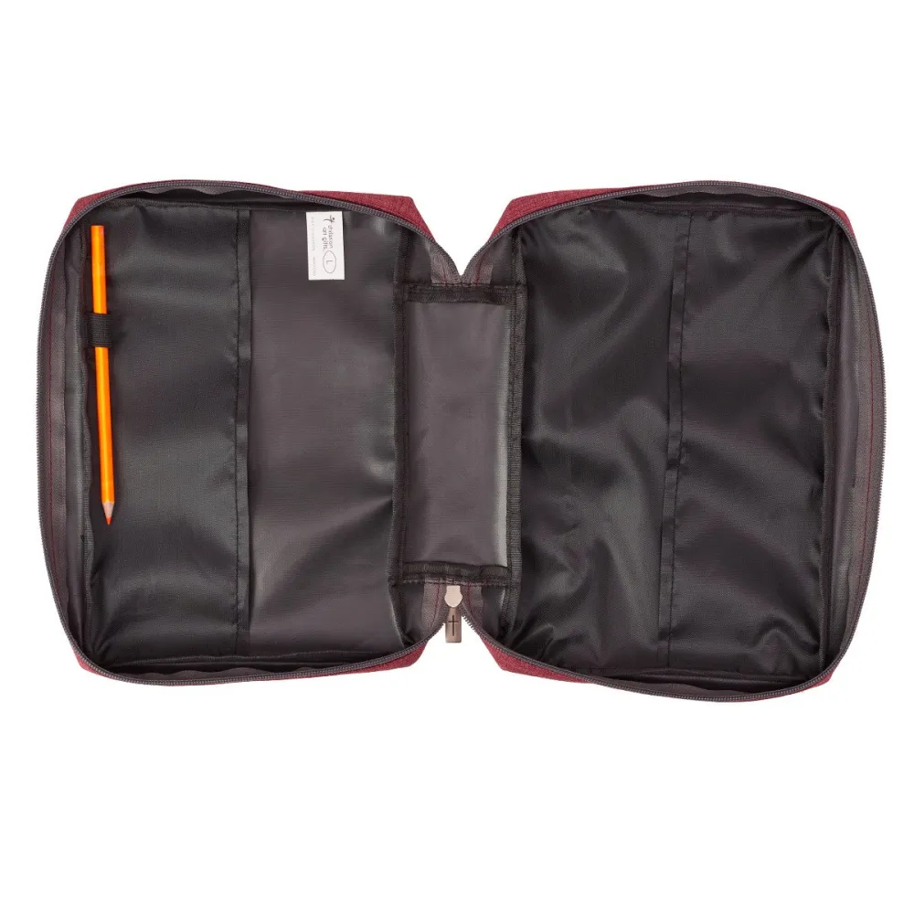 Pochette Bible, Taille L, Ichthus, Toile Vieux-rose, avec poche extérieure