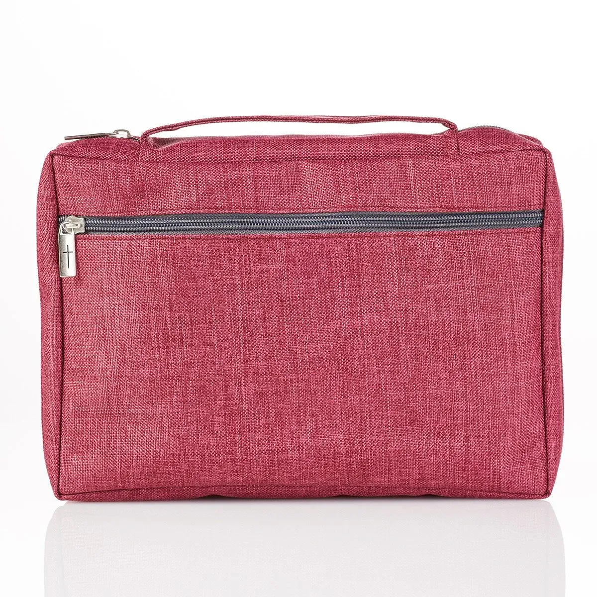 Pochette Bible, Taille L, Ichthus, Toile Vieux-rose, avec poche extérieure