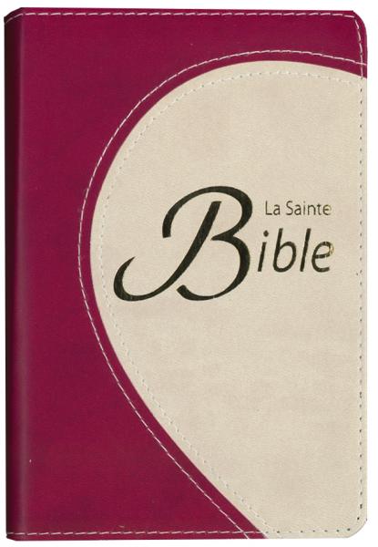 Bible Segond 1910, de poche, duo framboise-beige - couverture souple, tranche or, signet