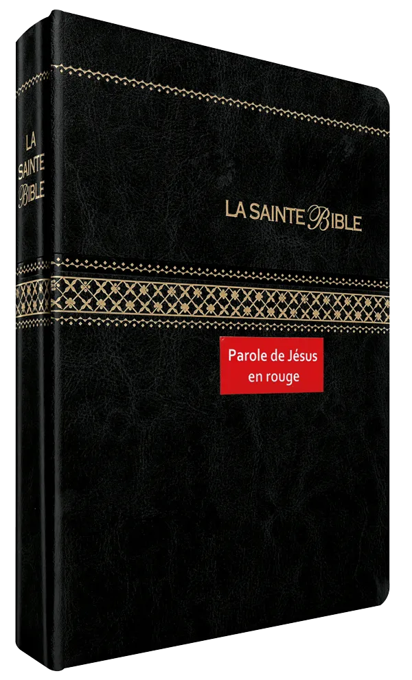 Bible Segond 1910, gros caractères, noire - couverture souple, tranche or avec onglets, paroles...