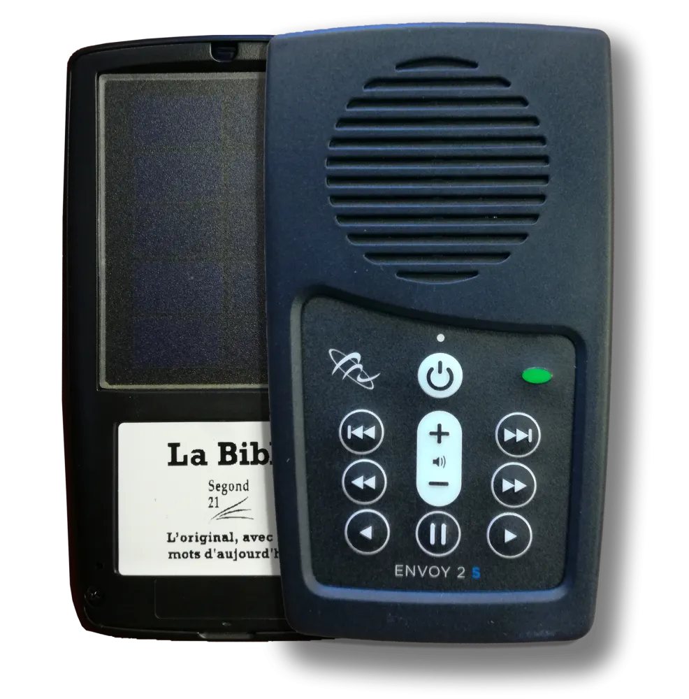 Bible Segond 21 audio - lecteur à recharge solaire livré avec écouteurs et câble de chargement USB