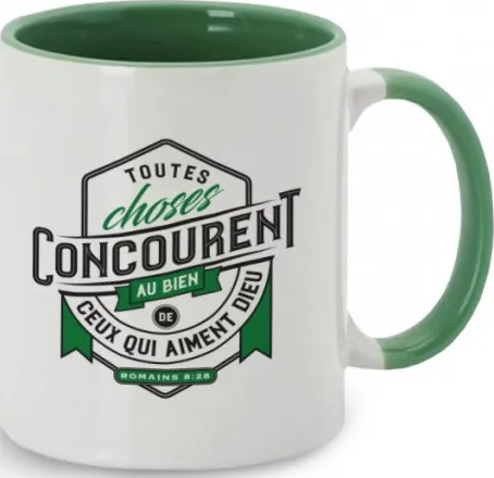Mug vert "Toutes choses concourent..."