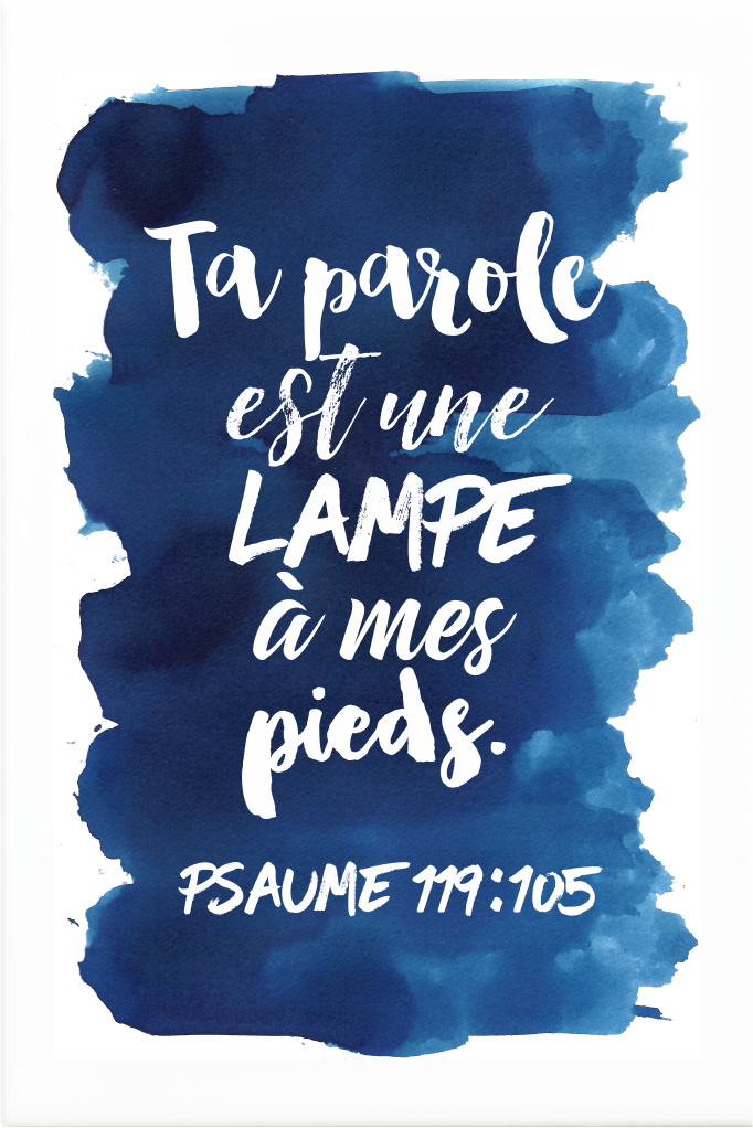 Tableau aquarelle intense 'Ta Parole est une lampe…' Psaume 119.105 - 30 x 40 cm