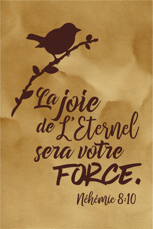 Tableau au café "La joie de L'Eternel sera votre force." Néhémie 8:10 - 20 x 30 cm