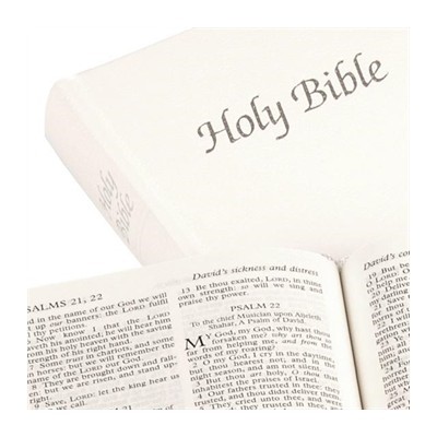 Anglais, Bible King James Version, KJV, rigide, blanche, tranche argent