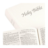 Anglais, Bible King James Version, KJV, rigide, blanche, tranche argent